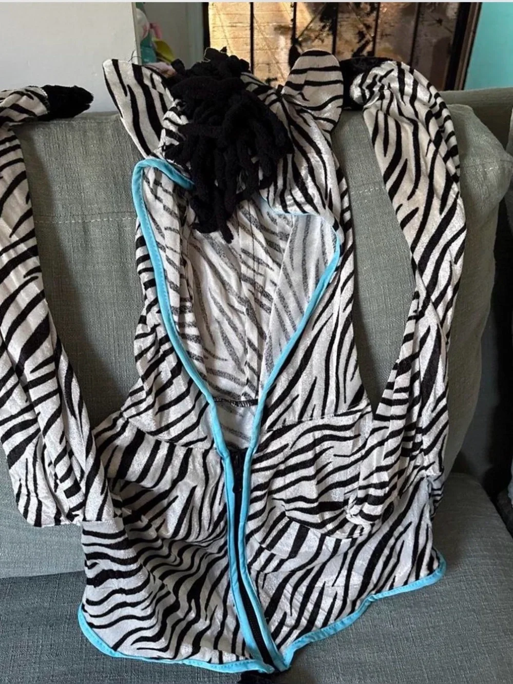 Rubie's Zebra Costume Dress in Black, White and Teal Trim